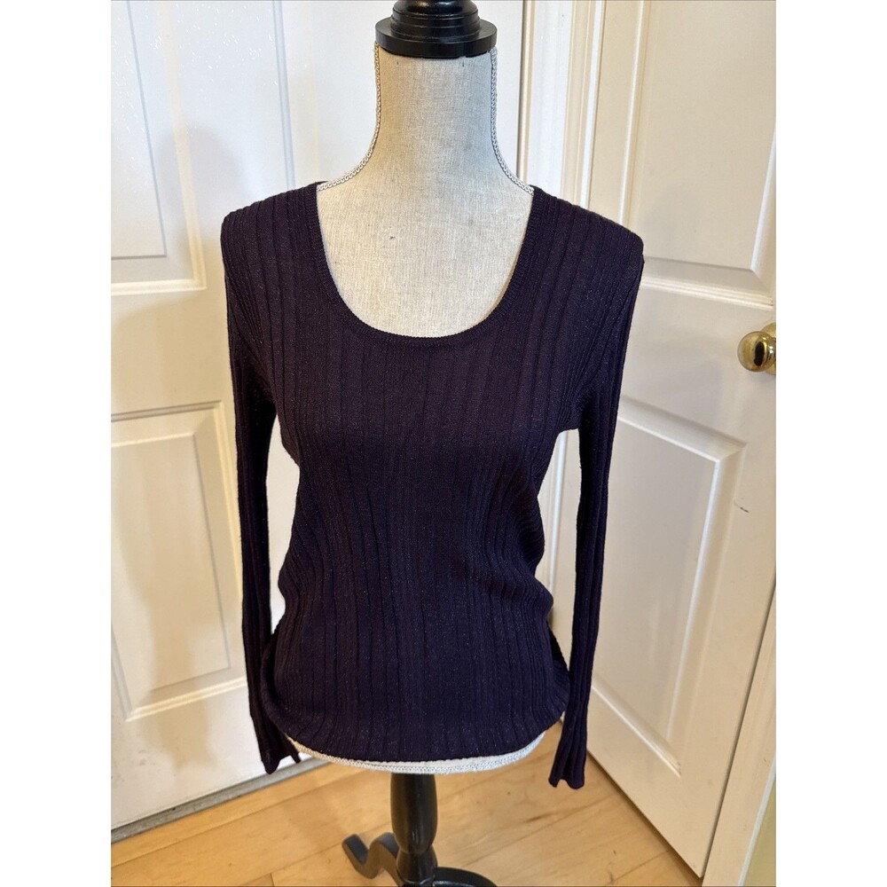 DARK PURPLE Chicos Purple Sparkly Viscose Blend Pull Over Sweater Women’s Size 1